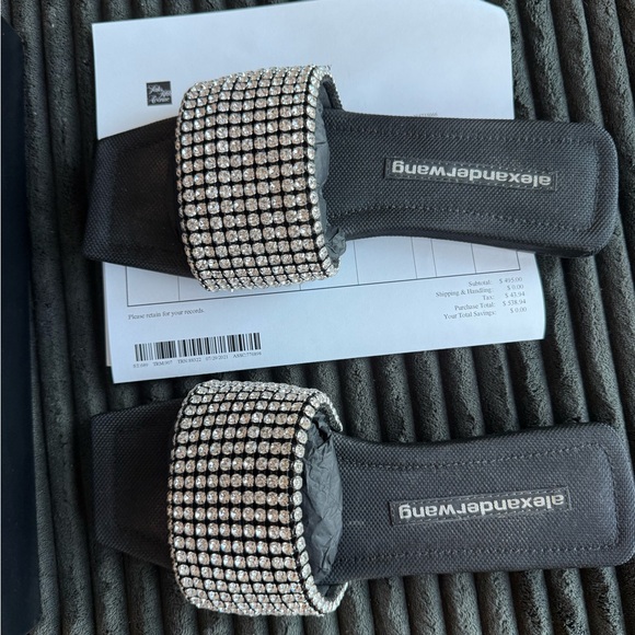 Alexander Wang Anya Crystal Flat Slides Size 39 US 9 Great Condition - Picture 3 of 7